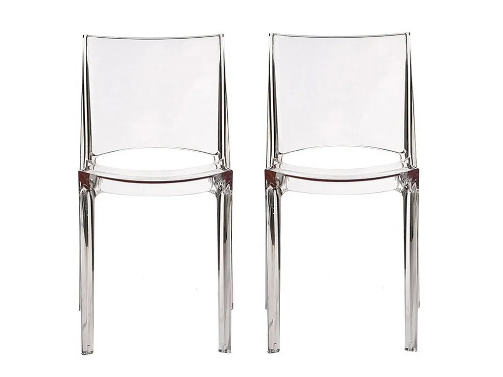 Set van 2 stapelbare stoelen HELLY - Massief polycarbonaat - kristal