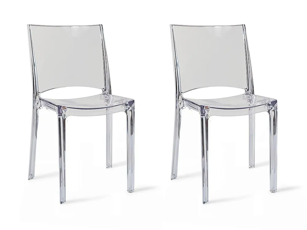 Set van 2 stapelbare stoelen HELLY - Massief polycarbonaat - kristal