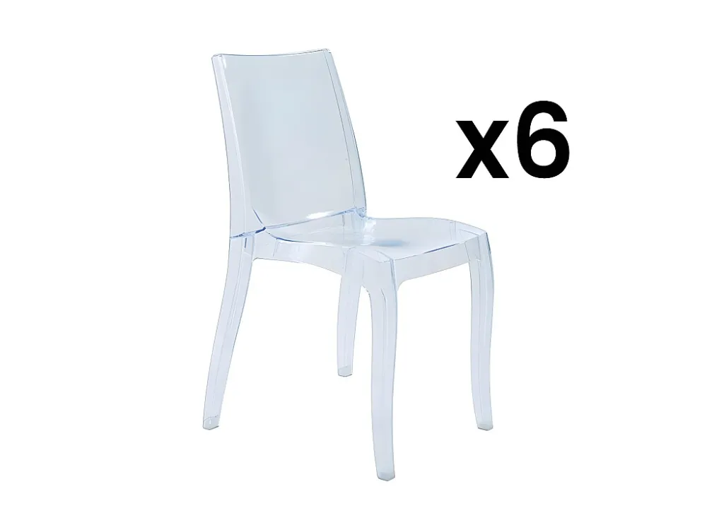 Set van 6 stapelbare stoelen LUCINDA - Polycarbonaat - Kristal