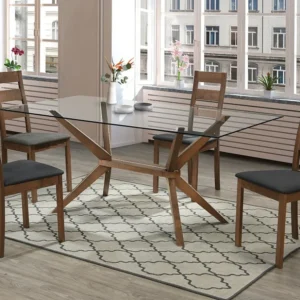 Set van 6 stoelen ALCINO - Beukenhout en stof - Noten en antraciet