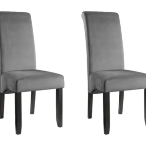 Set van 2 stoelen DELINA - Gewatteerd fluweel en poten hout - Grijs