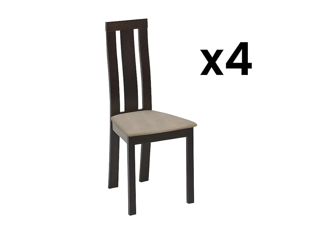 Set van 4 stoelen DOMINGO - Massief beuken - Wengé