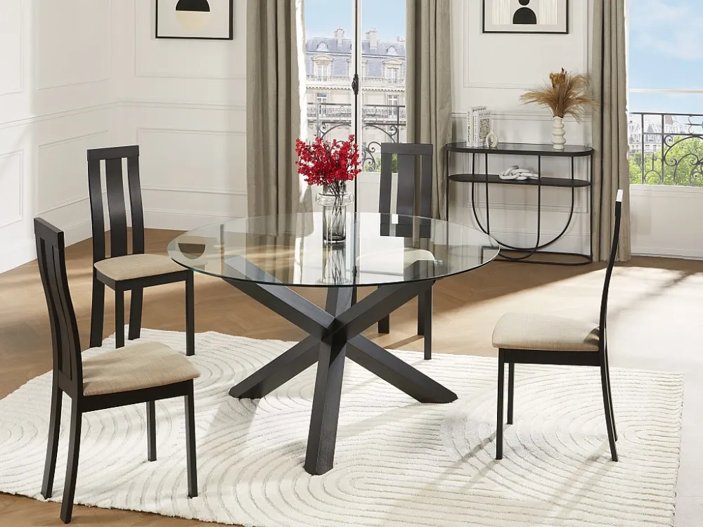 Set van 4 stoelen DOMINGO - Massief beuken - Wengé