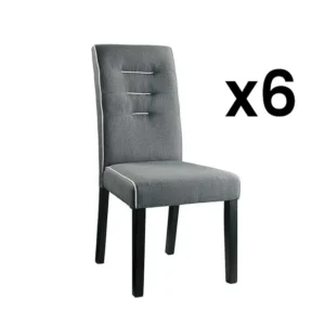 Set van 6 stoelen GABELLE - Stof en poten Hévé - Grijs