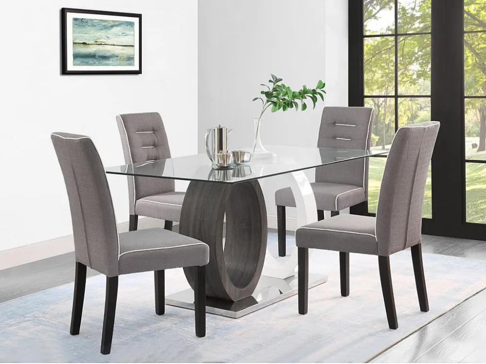 Set van 2 stoelen GABELLE - Stof en poten Hévé - Grijs