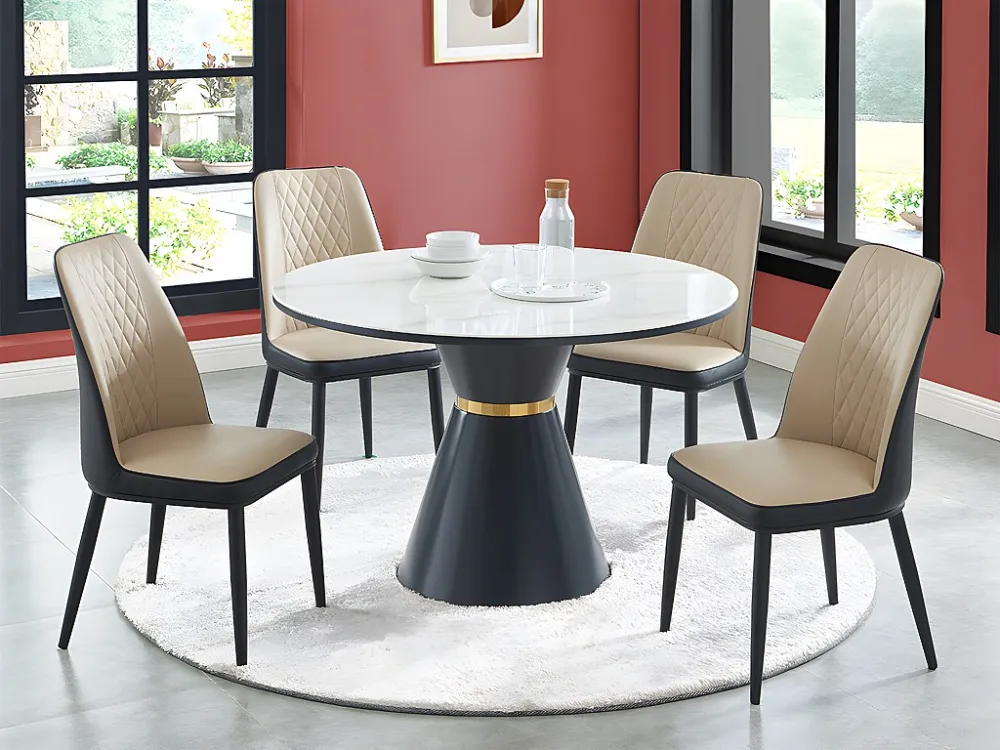 Set van 2 stoelen kunstleer en metaal - Beige en antraciet - MILDURA - Koop nu online