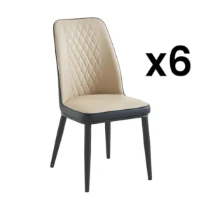Set van 6 stoelen kunstleer en metaal - Beige en antraciet - MILDURA - Koop nu online