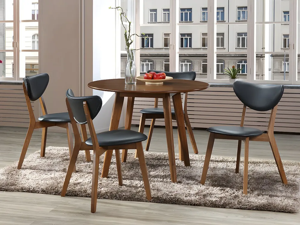 Set van 2 stoelen LISETTE - Hévé hout & kunstleer - zwart