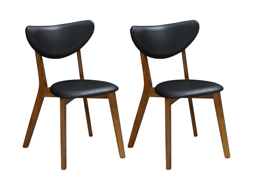 Set van 2 stoelen LISETTE - Hévé hout & kunstleer - zwart