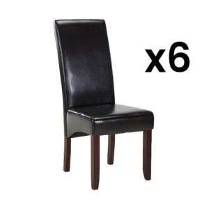 Set van 6 stoelen ROVIGO - Kunstleer bruin