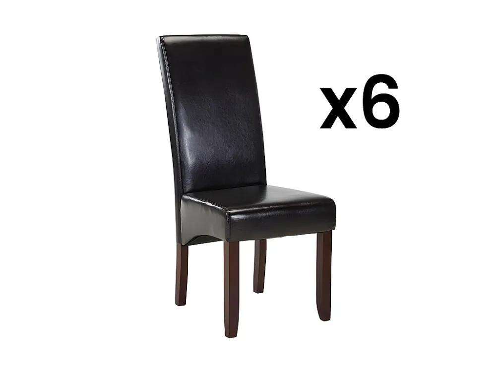 Set van 6 stoelen ROVIGO - Kunstleer bruin