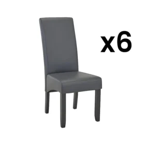 Set van 6 stoelen ROVIGO - kunstleer - mat grijs