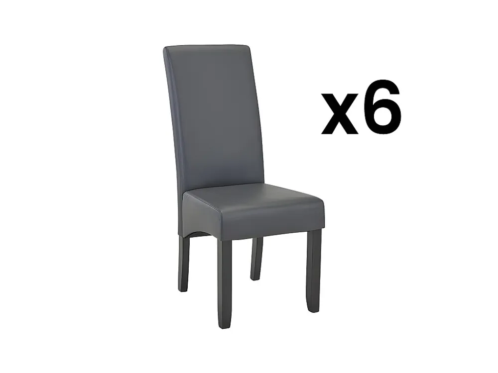 Set van 6 stoelen ROVIGO - kunstleer - mat grijs