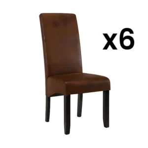 Set van 6 stoelen SANTOS - microvezel - donker houten poten