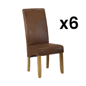 Set van 6 stoelen SANTOS - microvezel - licht houten poten