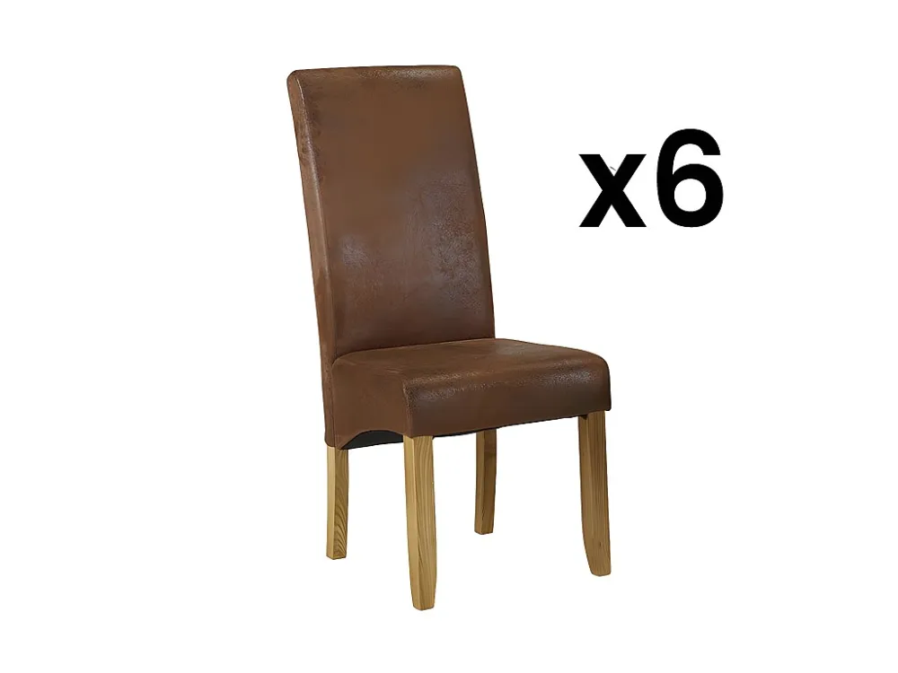 Set van 6 stoelen SANTOS - microvezel - licht houten poten