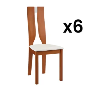 Set van 6 stoelen SILVIA - Massief beuken - Wit