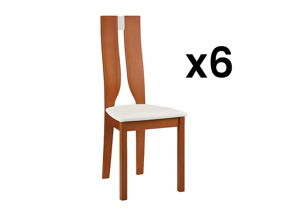 Set van 6 stoelen SILVIA - Massief beuken - Wit