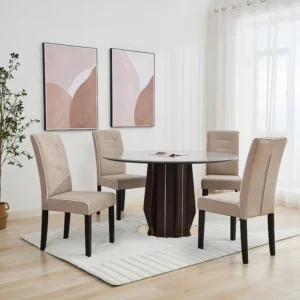 Set van 2 stoelen - Stof en heveahout - Beige - GABELLE