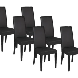 Set van 6 stoelen TACOMA - Kunstleer zwart met zwarte poten