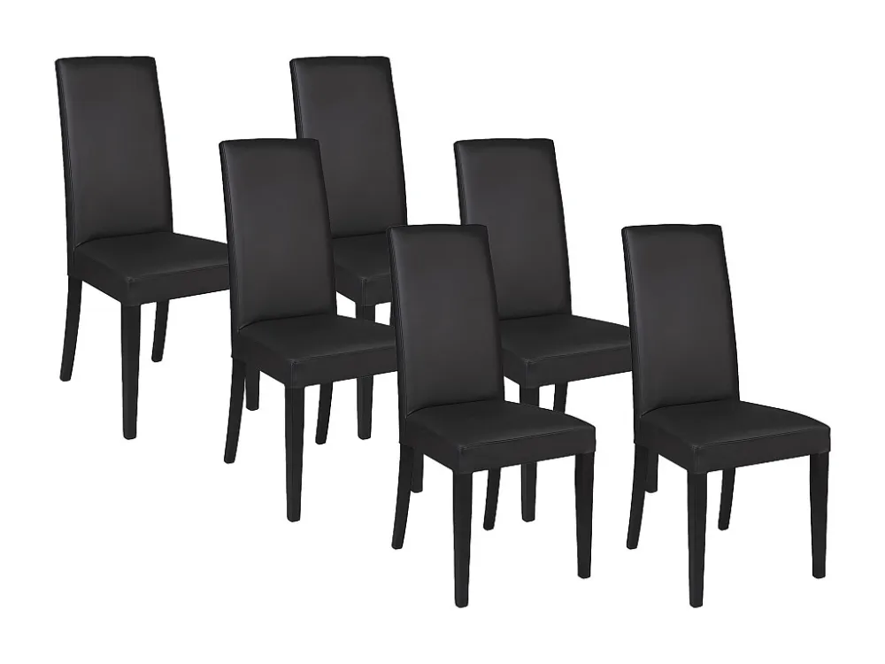 Set van 6 stoelen TACOMA - Kunstleer zwart met zwarte poten