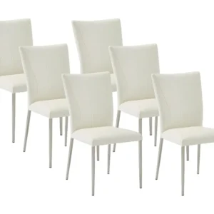 Set van 6 stoelen TALICIA - Kunstleer & geborsteld staal - Wit