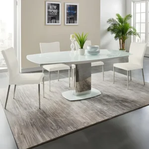 Set van 2 stoelen TALICIA - Kunstleer & geborsteld staal - Wit