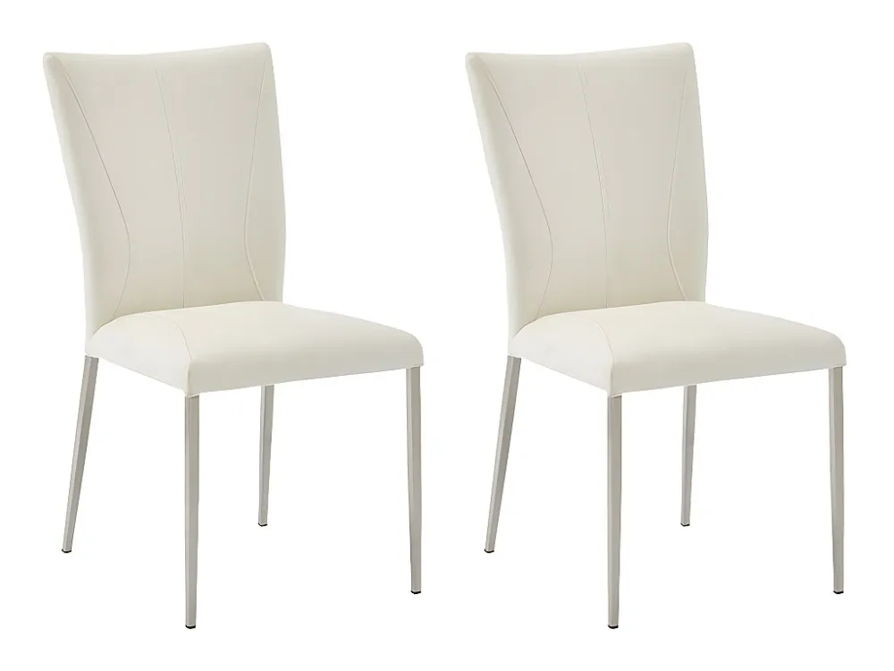 Set van 2 stoelen TALICIA - Kunstleer & geborsteld staal - Wit