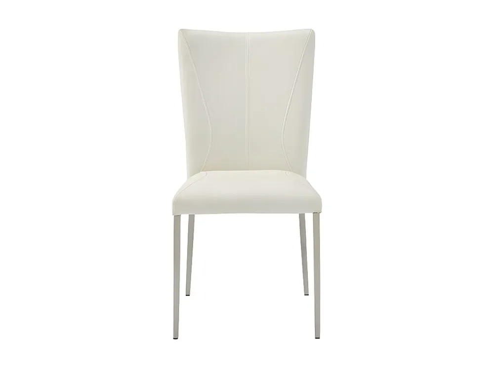 Set van 2 stoelen TALICIA - Kunstleer & geborsteld staal - Wit