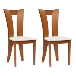 Set van 2 stoelen TIFFANY - Massief beuk - Kleur Eik & wit