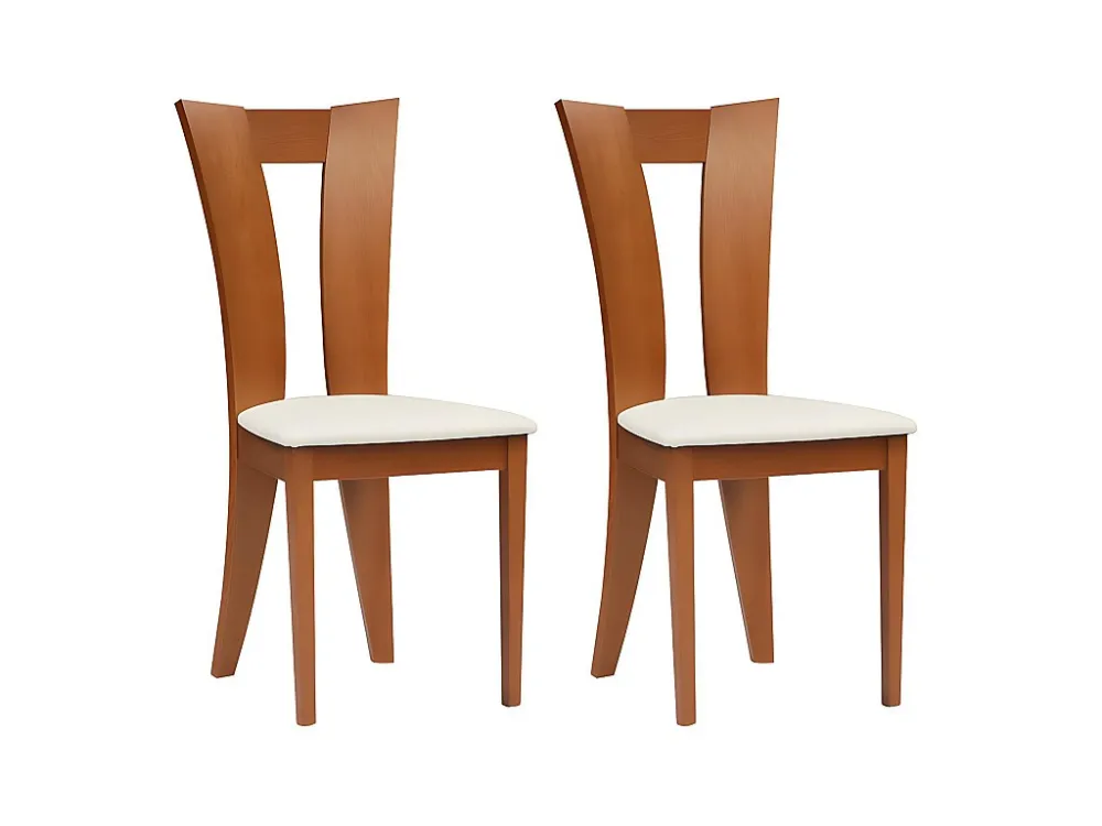 Set van 2 stoelen TIFFANY - Massief beuk - Kleur Eik & wit