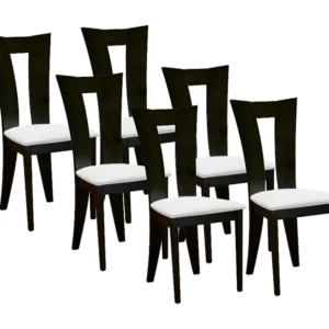 Set van 6 stoelen TIFFANY - Massief beuken wengé - witte zitting
