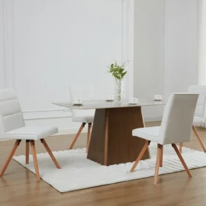 Set van 2 stoelen van kunstleer en heveahout - Wit - KRISSY