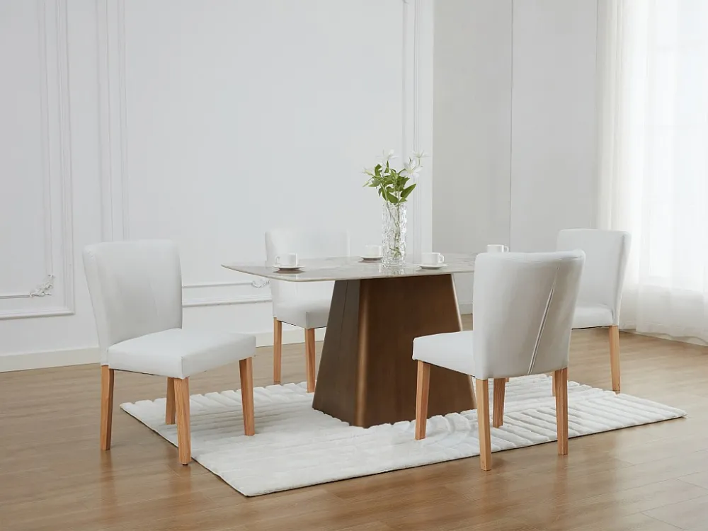 Set van 2 stoelen van kunstleer en heveahout - Wit - ANALIA