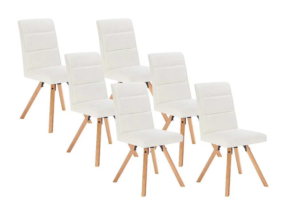 Set van 6 stoelen van kunstleer en heveahout - Wit - KRISSY