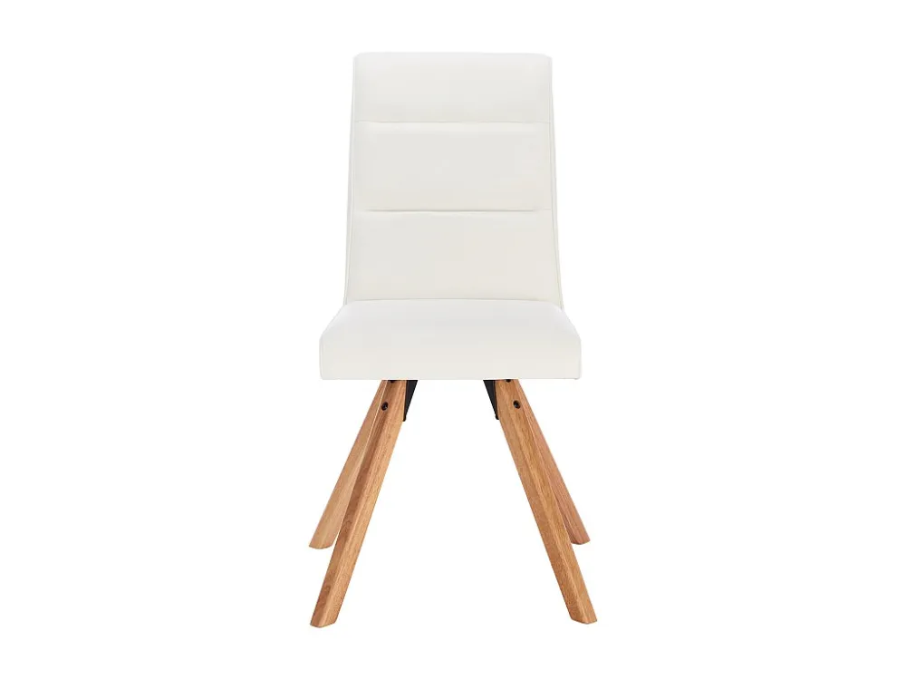 Set van 6 stoelen van kunstleer en heveahout - Wit - KRISSY