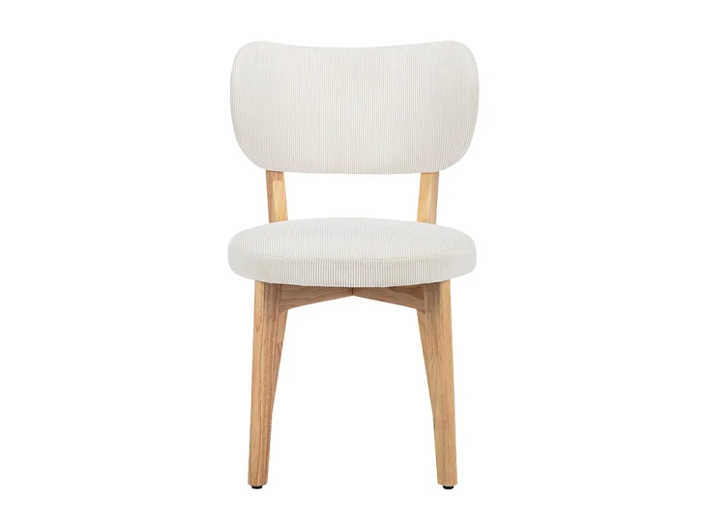 Set van 2 stoelen van ribfluweel en heveahout - Wit - TORIEL