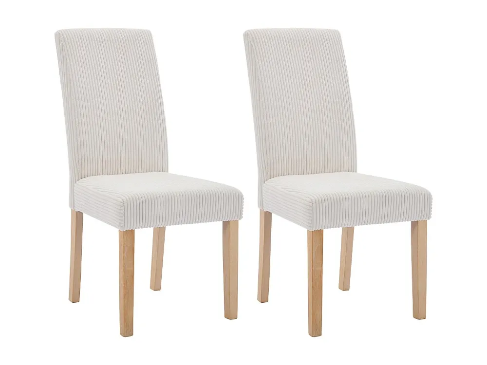 Set van 2 stoelen van ribfluweel en poten van hout - Crèmewit - VILLOSA