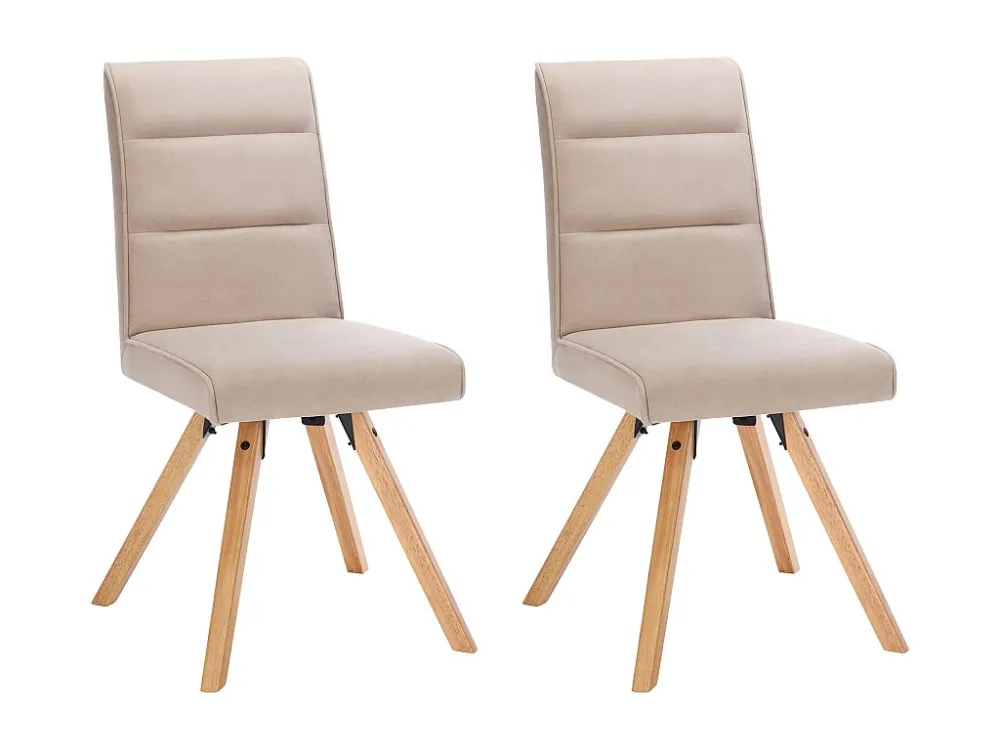 Set van 2 stoelen van stof en heveahout - Beige - KRISSY