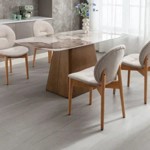 Set van 2 stoelen van stof en heveahout - Beige - ISADIO