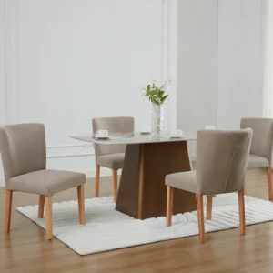 Set van 2 stoelen van stof en heveahout - Beige - ANALIA