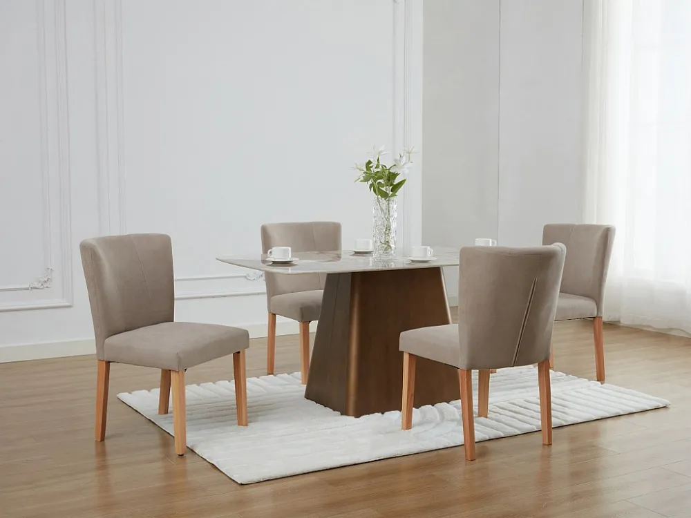 Set van 2 stoelen van stof en heveahout - Beige - ANALIA
