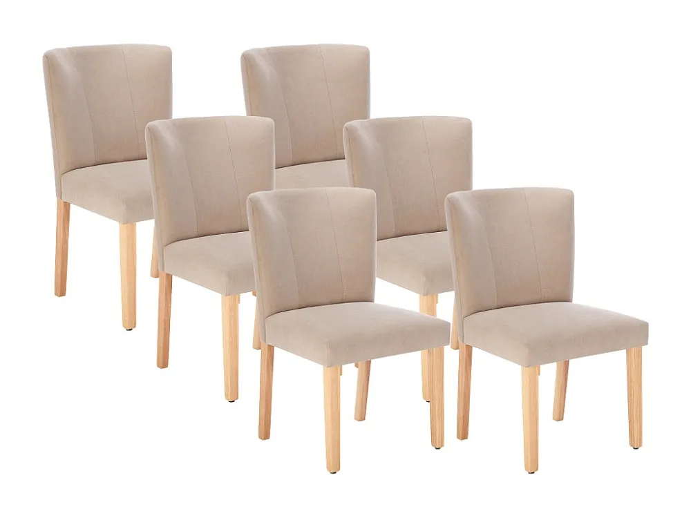 Set van 6 stoelen van stof en heveahout - Beige - ANALIA