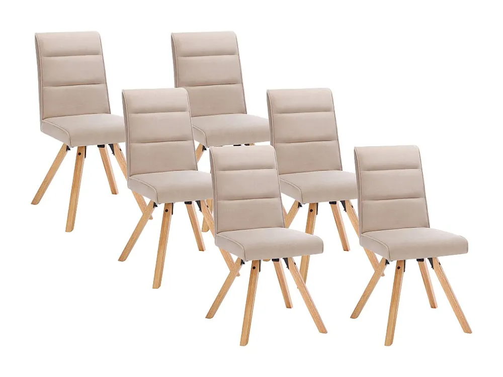 Set van 6 stoelen van stof en heveahout - Beige - KRISSY