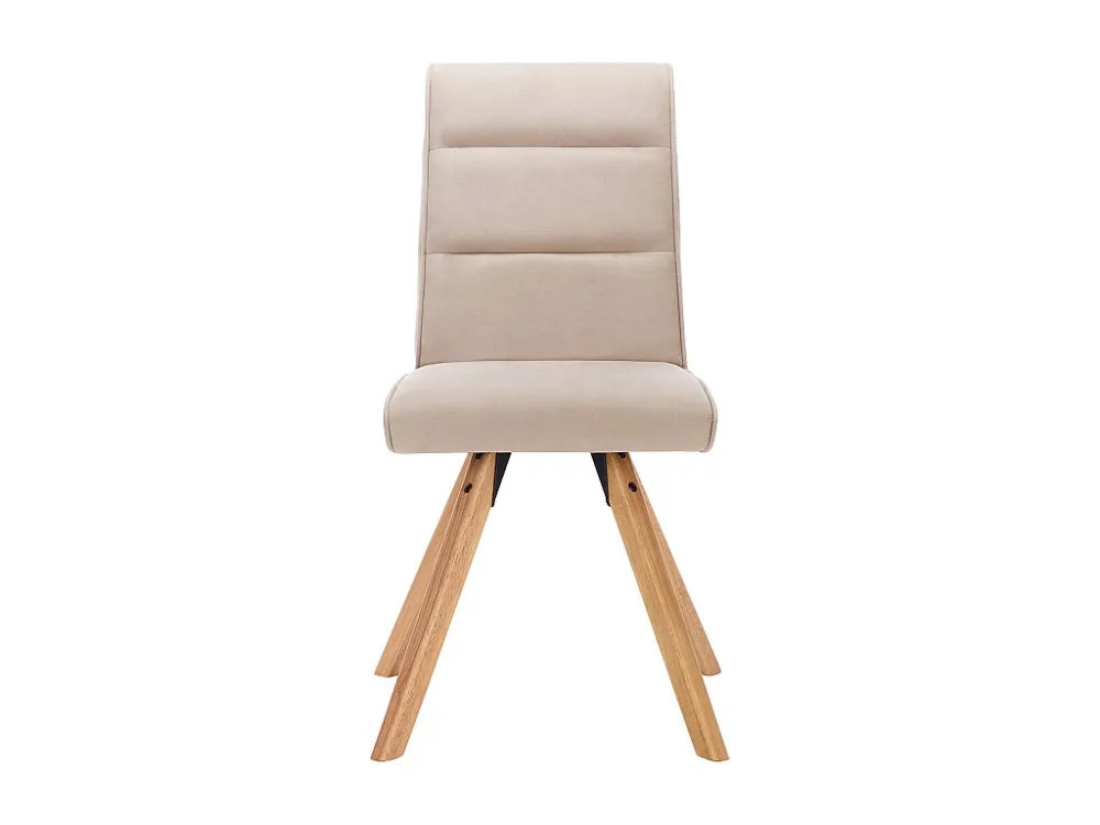 Set van 6 stoelen van stof en heveahout - Beige - KRISSY