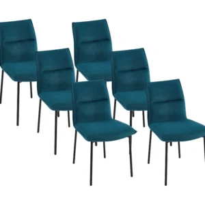 Set van 6 stoelen van stof en zwart metaal - Blauw - ETIVAL