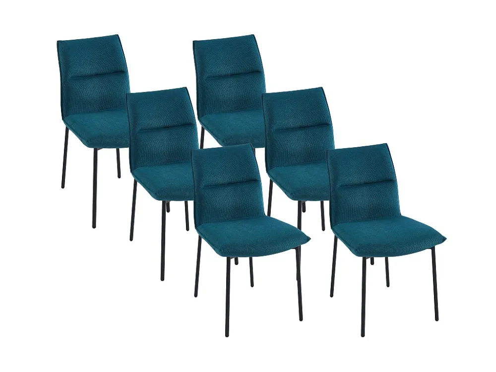 Set van 6 stoelen van stof en zwart metaal - Blauw - ETIVAL