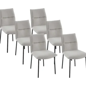 Set van 6 stoelen van stof en zwart metaal - Crèmewit - ETIVAL