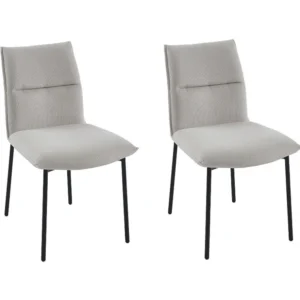 Set van 2 stoelen van stof en zwart metaal - Crèmewit - ETIVAL