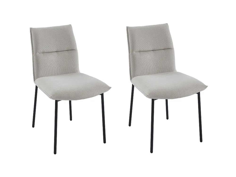 Set van 2 stoelen van stof en zwart metaal - Crèmewit - ETIVAL